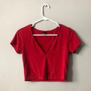 Deep v red t shirt